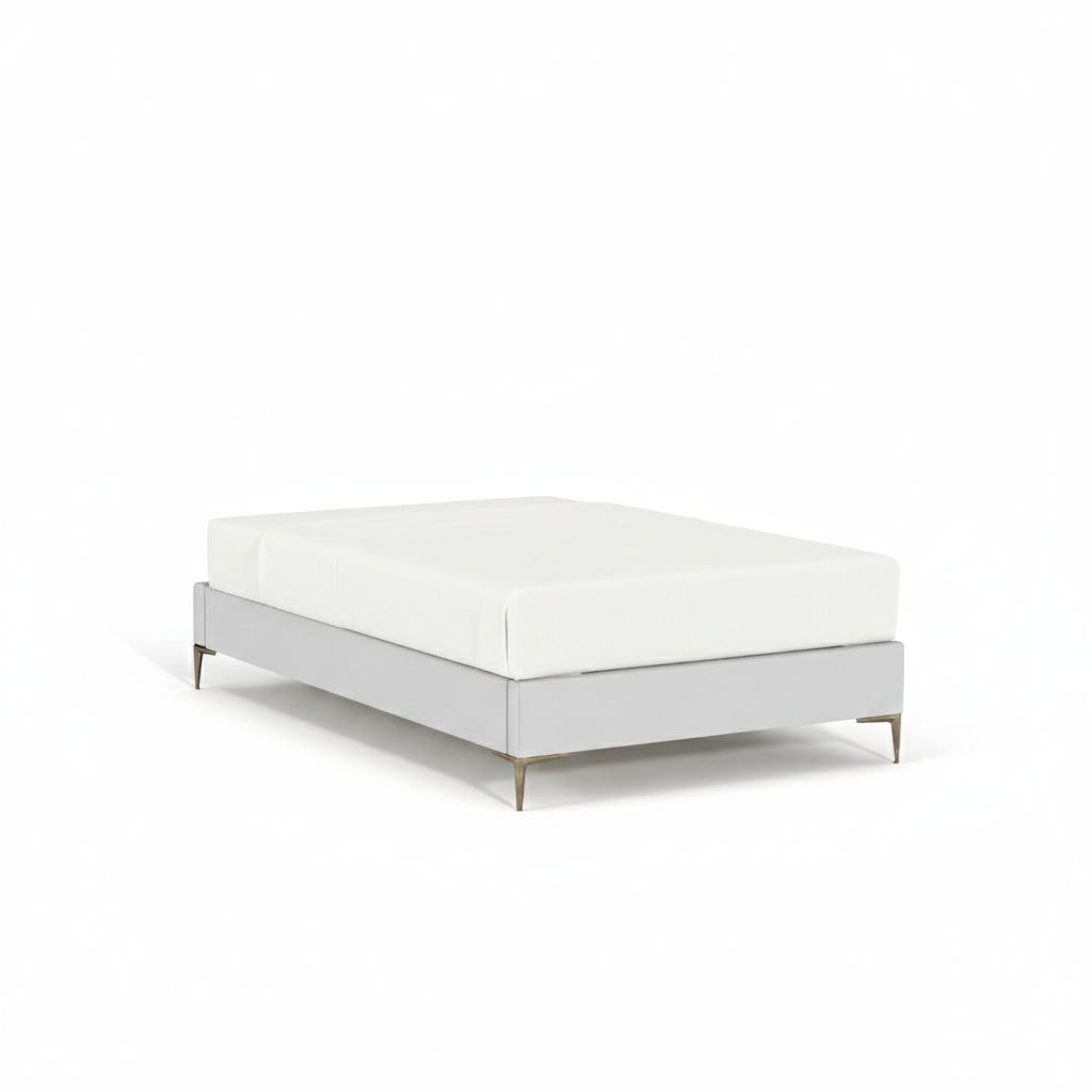 LQ318Base, Alexandria, Modern Rectangular Bed Base, Curved Metal Legs