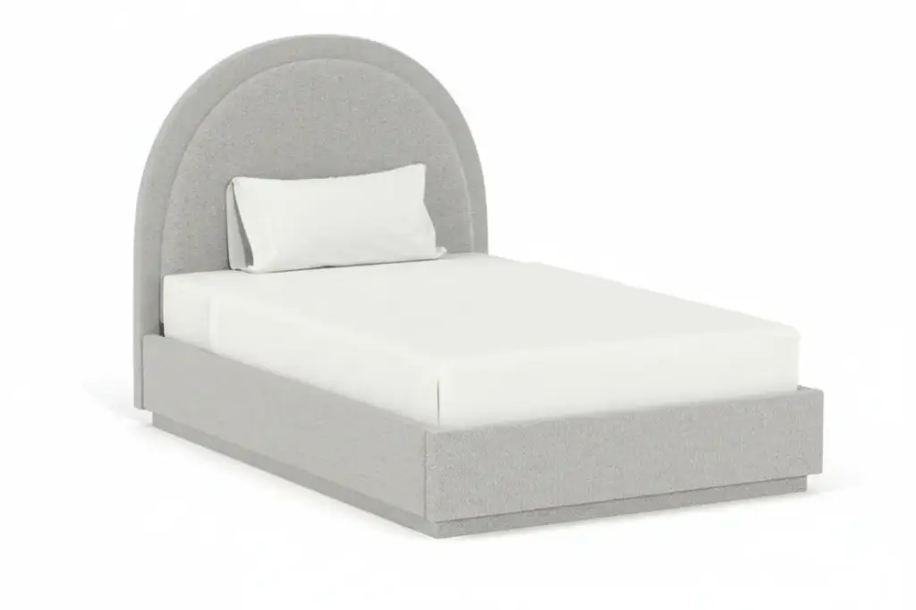 Braga, Modern Upholstered, Standard Frame with Arched Headboard, and Floating Base